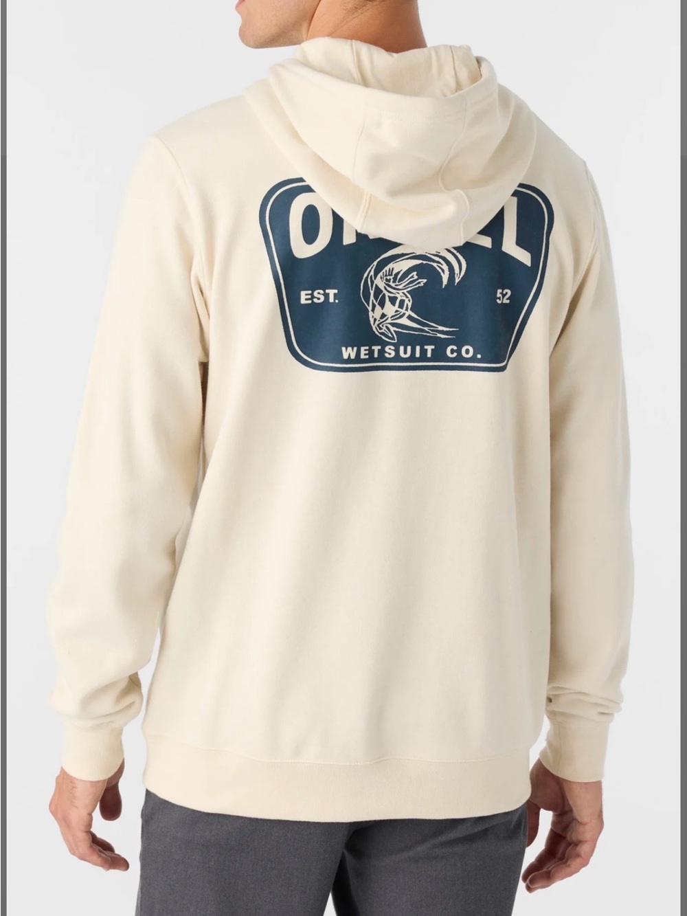 O'Neill Cream Hoodie with Navy Back Graphic